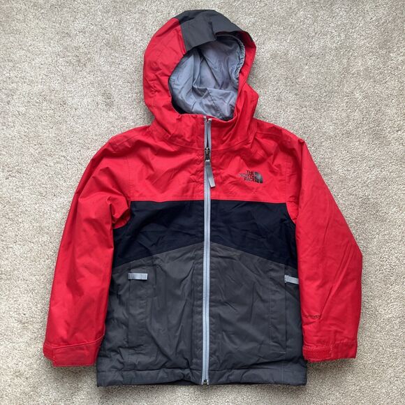 North Face 3 in 1 Jacket Set Boys XXS 5 Dryvent Fleece Inner Rain Colorblock Red - Picture 2 of 13